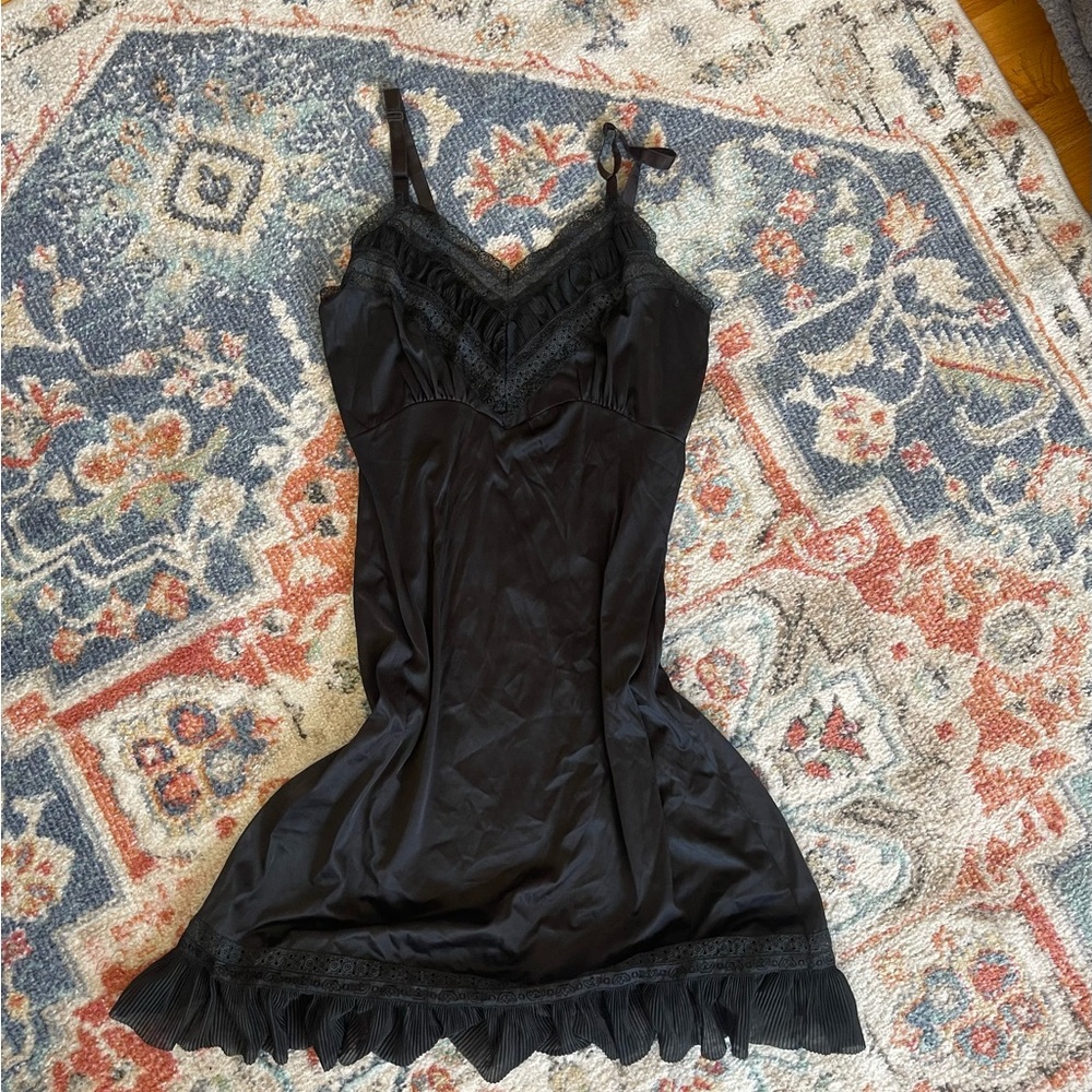 Penny Adonna Black Lace Trim Slip Dress